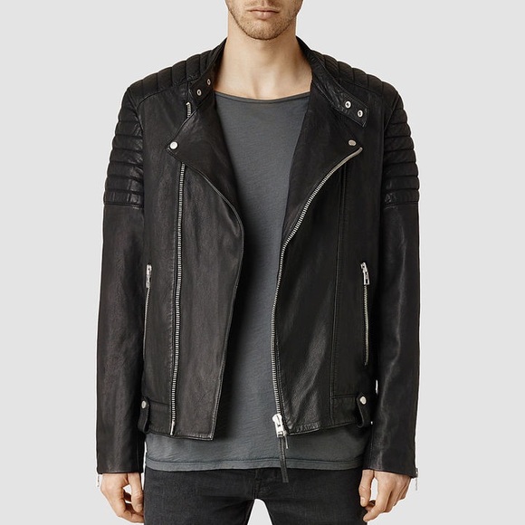 Allsaints Mens Jasper Leather Jacket Medium